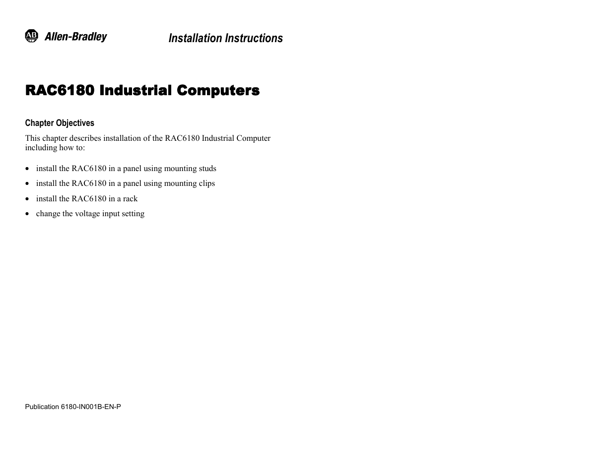 Rockwell Automation 6180 RAC6180 Industrial Computers Installation Instructions User Manual | 32 pages