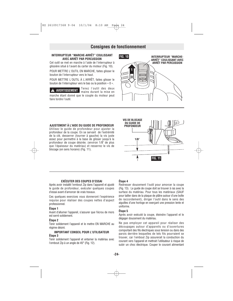 Consignes de fonctionnement | Bosch RZ25 User Manual | Page 24 / 44