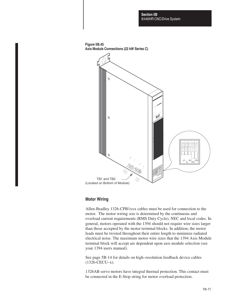 Motor wiring | Rockwell Automation 8520 9/Series Hardware TAB 5 User Manual | Page 131 / 150