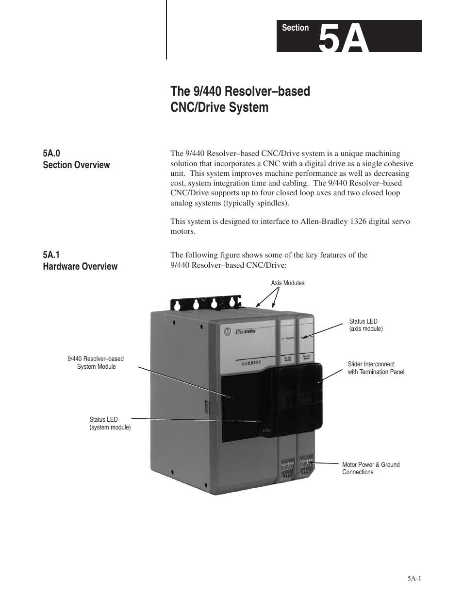 The 9/440 resolver–based cnc/drive system, 5a.0, 5a.1 | Rockwell Automation 8520 9/Series Hardware TAB 5 User Manual | Page 3 / 150