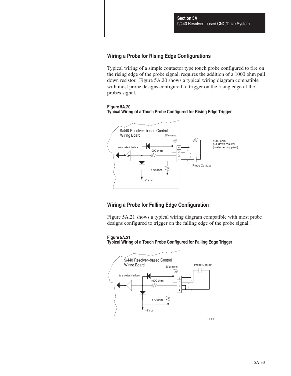 Wiring a probe for rising edge configurations, Wiring a probe for falling edge configuration | Rockwell Automation 8520 9/Series Hardware TAB 5 User Manual | Page 35 / 150