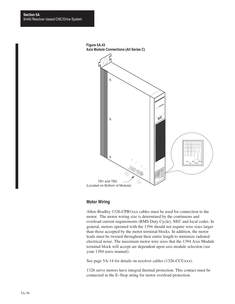 Motor wiring | Rockwell Automation 8520 9/Series Hardware TAB 5 User Manual | Page 58 / 150