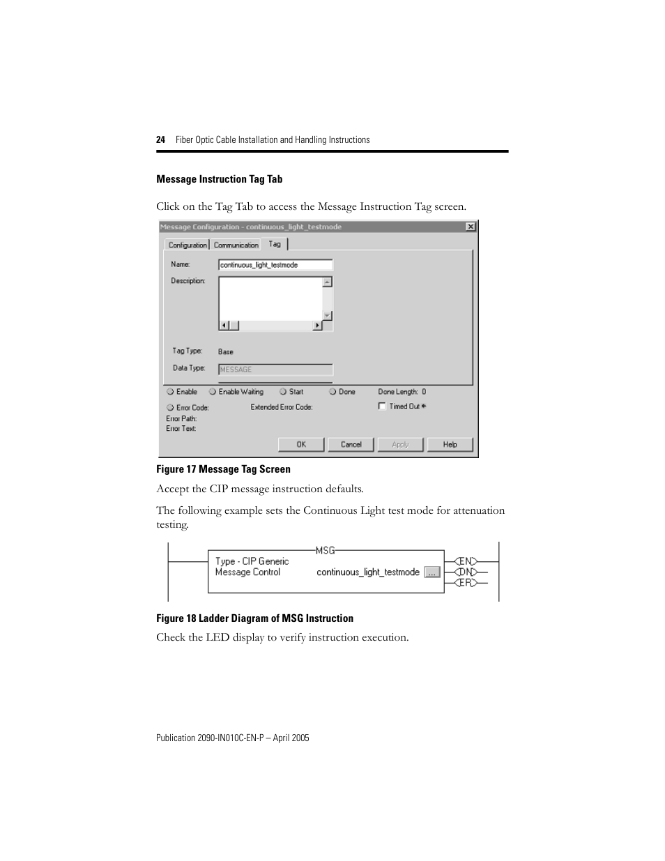 Message instruction tag tab | Rockwell Automation 2090-xxx Fiber Optic Cable Installation and Handling Instructions User Manual | Page 24 / 28