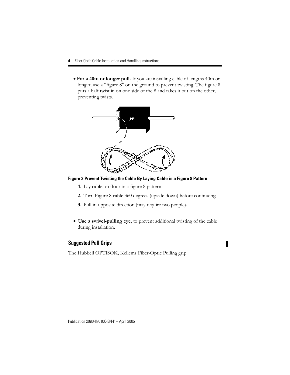 Suggested pull grips | Rockwell Automation 2090-xxx Fiber Optic Cable Installation and Handling Instructions User Manual | Page 4 / 28