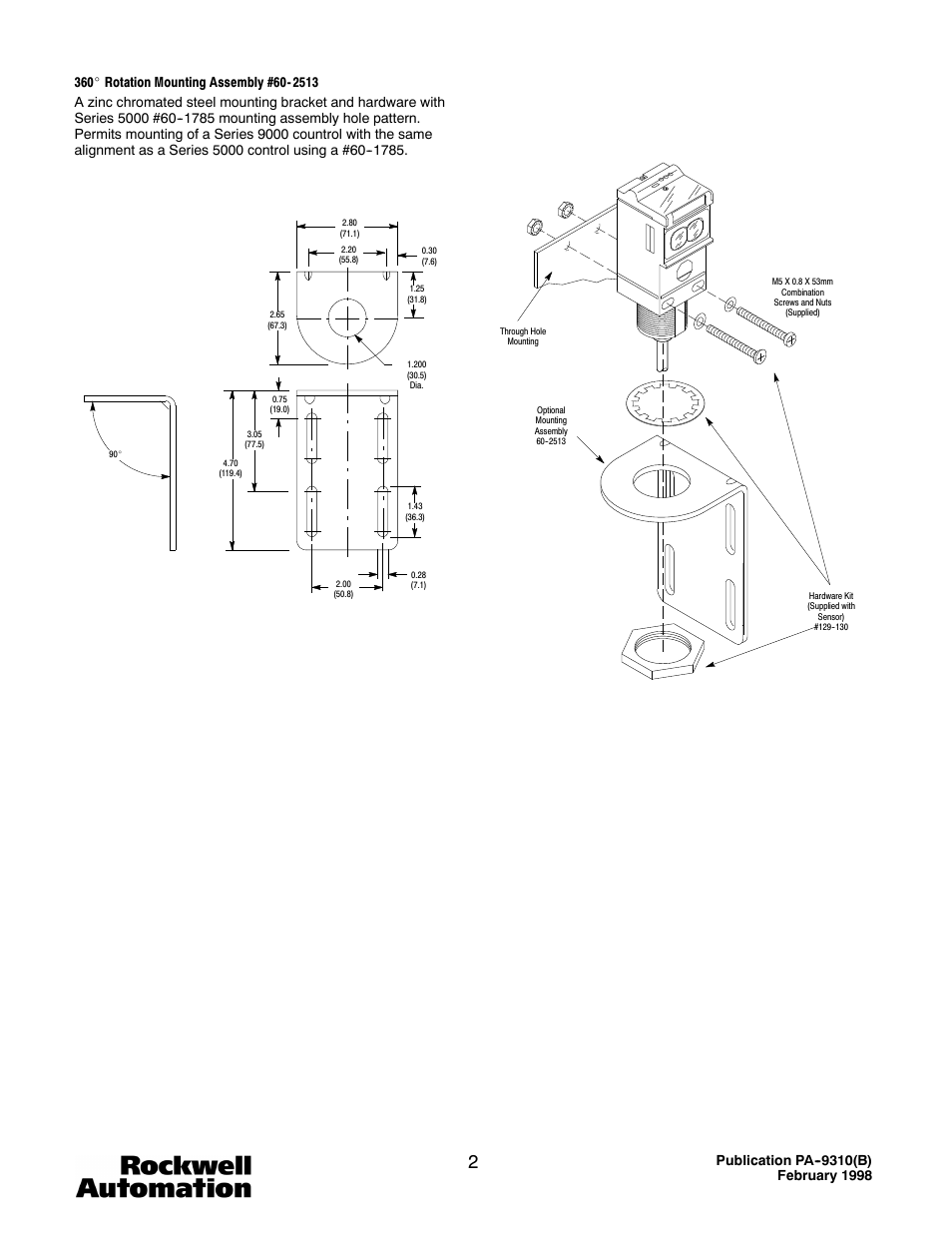 Rockwell Automation 60-2439 Mounting Assemblies for Bulletin 9000 PHOTOSWITCH User Manual | Page 2 / 2