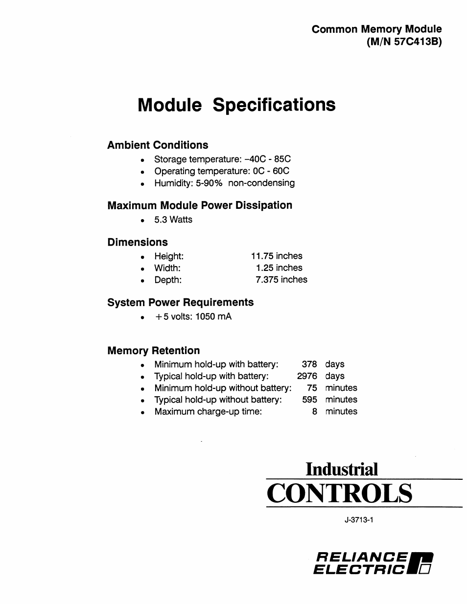 Rockwell Automation 57C413 Common Memory Module User Manual | 2 pages