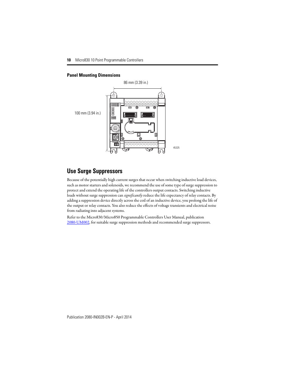 Use surge suppressors | Rockwell Automation 2080-LC30-10QWB_10QVB Micro830 10 Point Programmable Controllers User Manual | Page 10 / 20