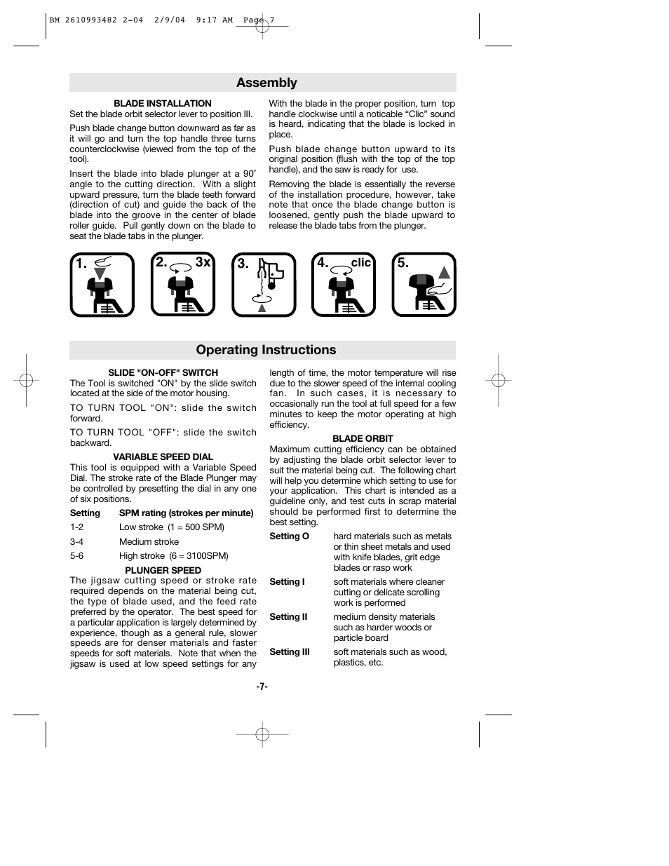 2. 3x 3. 4, Assembly, Operating instructions | Bosch 1584VS User Manual | Page 7 / 32