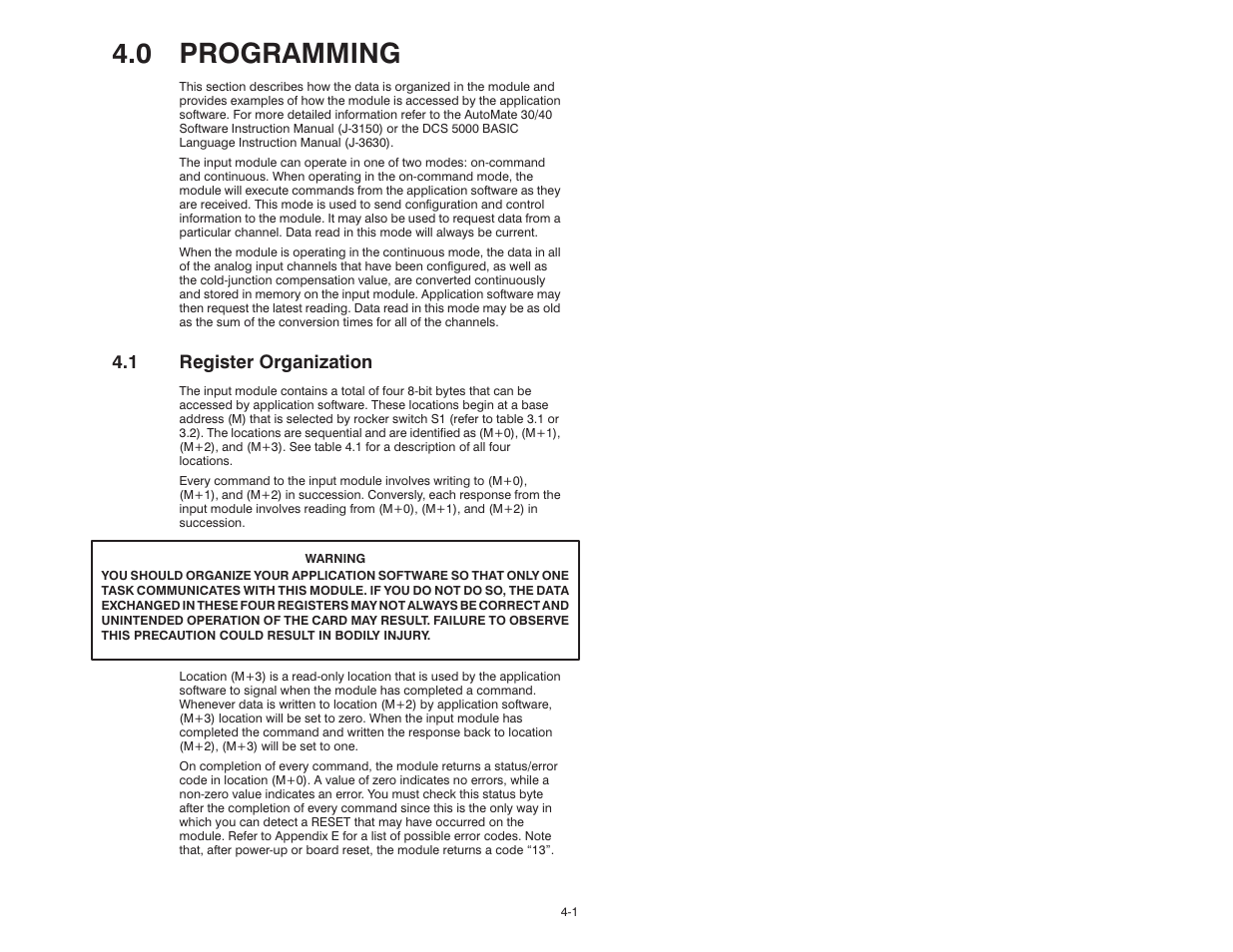 0 programming, 1 register organization | Rockwell Automation 61C613 16 Channel Analog Input Module User Manual | Page 17 / 52