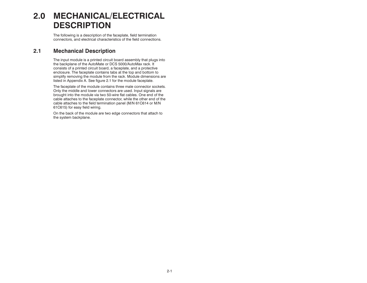 0 mechanical/electrical description, 1 mechanical description | Rockwell Automation 61C613 16 Channel Analog Input Module User Manual | Page 9 / 52