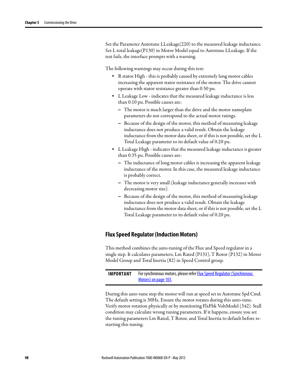 Flux speed regulator (induction motors) | Rockwell Automation 7000 PowerFlex Medium Voltage (B Frame) Commissioning - ForGe (PanelView 550) User Manual | Page 102 / 148