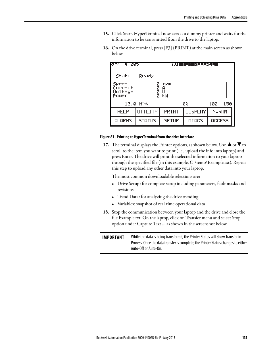 Rockwell Automation 7000 PowerFlex Medium Voltage (B Frame) Commissioning - ForGe (PanelView 550) User Manual | Page 135 / 148