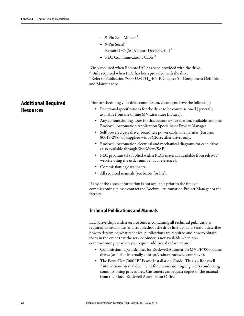 Additional required resources, Technical publications and manuals | Rockwell Automation 7000 PowerFlex Medium Voltage (B Frame) Commissioning - ForGe (PanelView 550) User Manual | Page 46 / 148