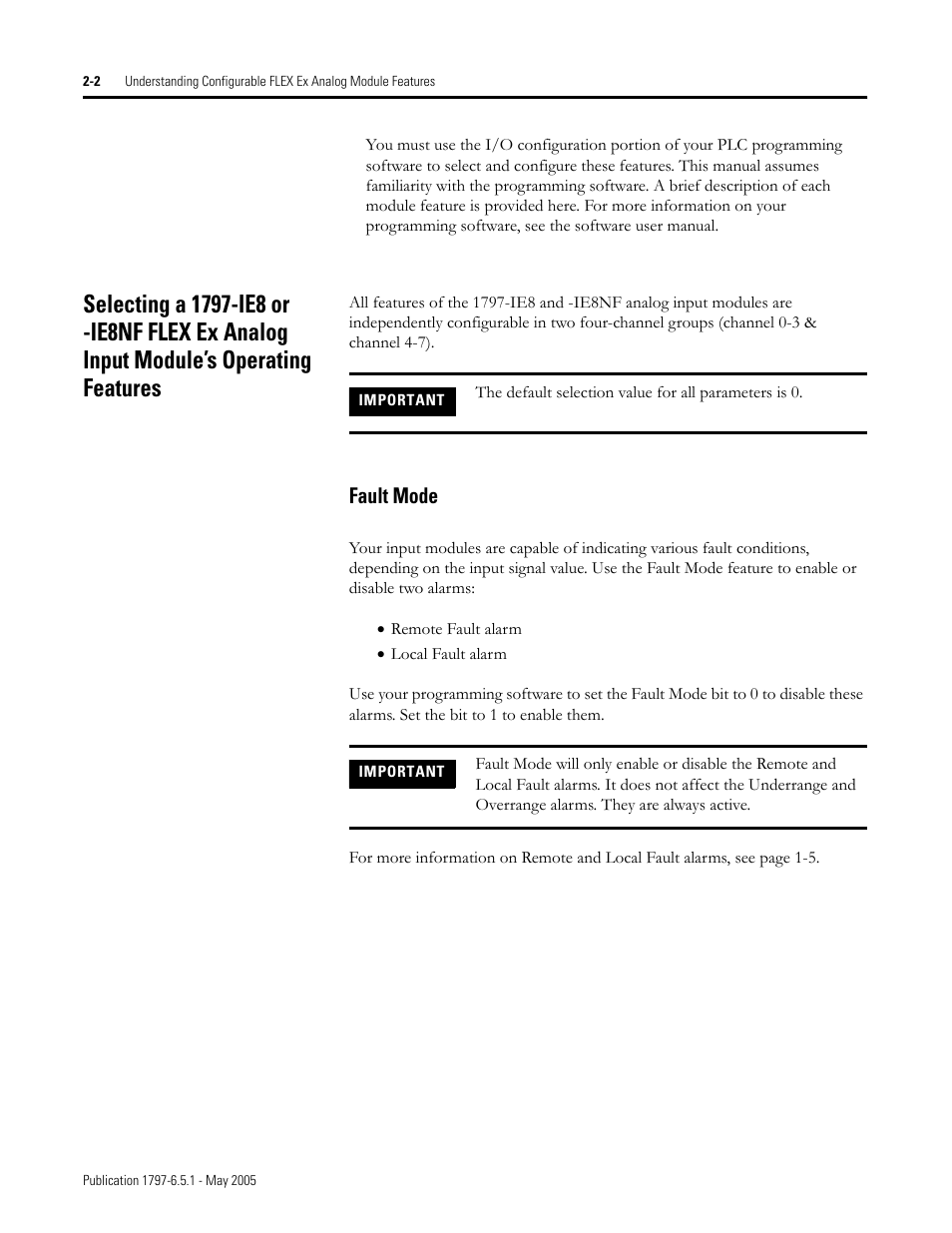 Fault mode -2, Fault mode | Rockwell Automation 1797-OE8 FLEX Ex Analog Modules User Manual User Manual | Page 18 / 104