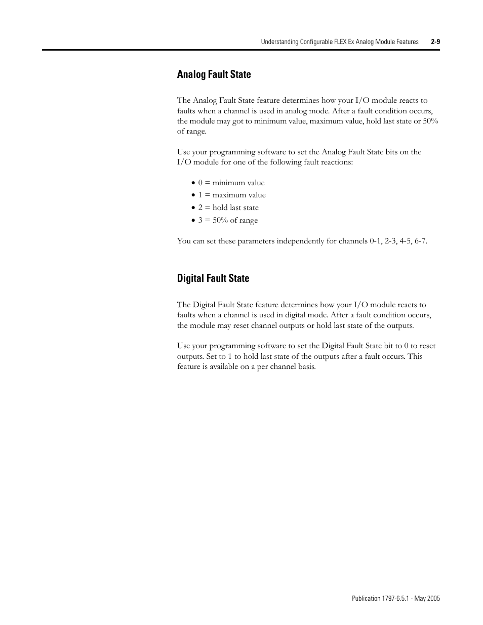 Analog fault state -9 digital fault state -9, Analog fault state, Digital fault state | Rockwell Automation 1797-OE8 FLEX Ex Analog Modules User Manual User Manual | Page 25 / 104