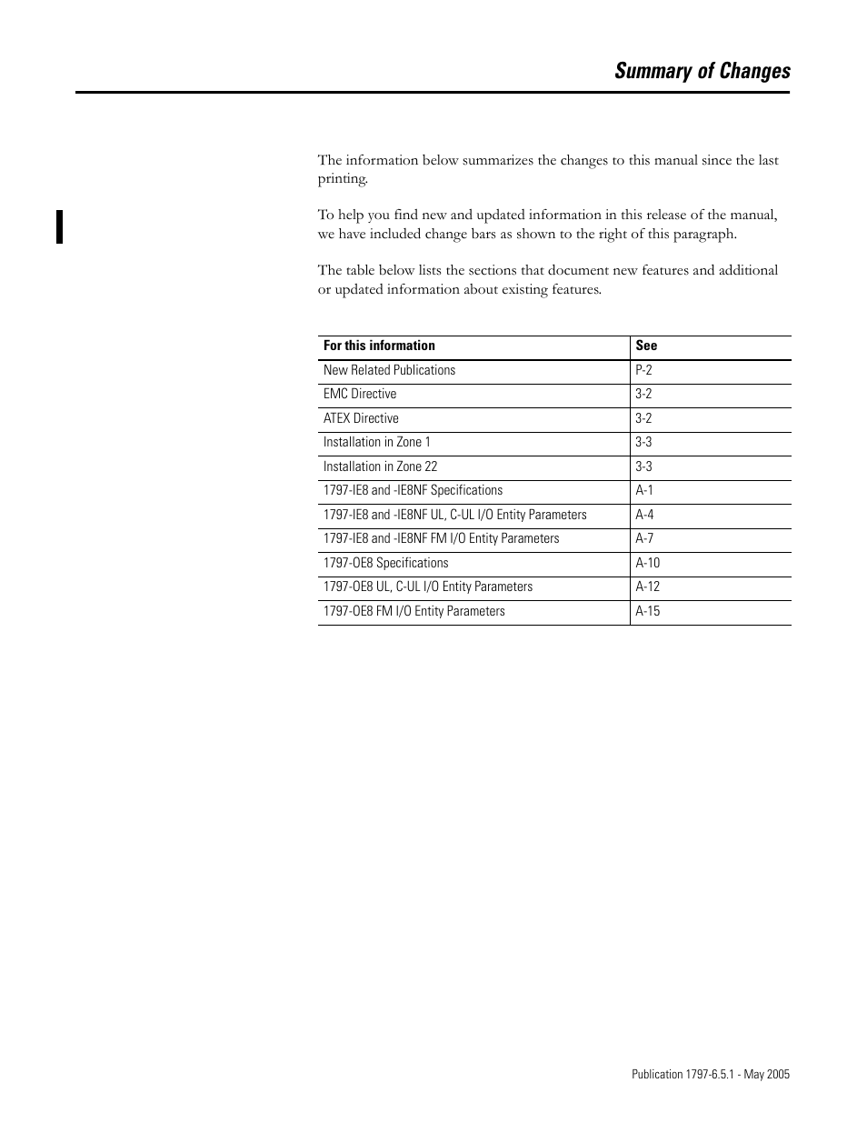 Summary of changes | Rockwell Automation 1797-OE8 FLEX Ex Analog Modules User Manual User Manual | Page 3 / 104