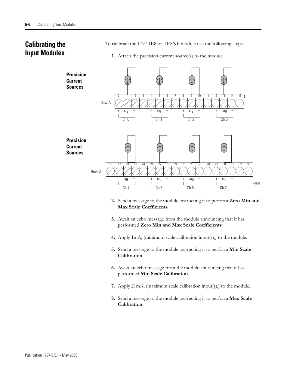 Calibrating the input modules, Calibrating the input modules -6 | Rockwell Automation 1797-OE8 FLEX Ex Analog Modules User Manual User Manual | Page 62 / 104