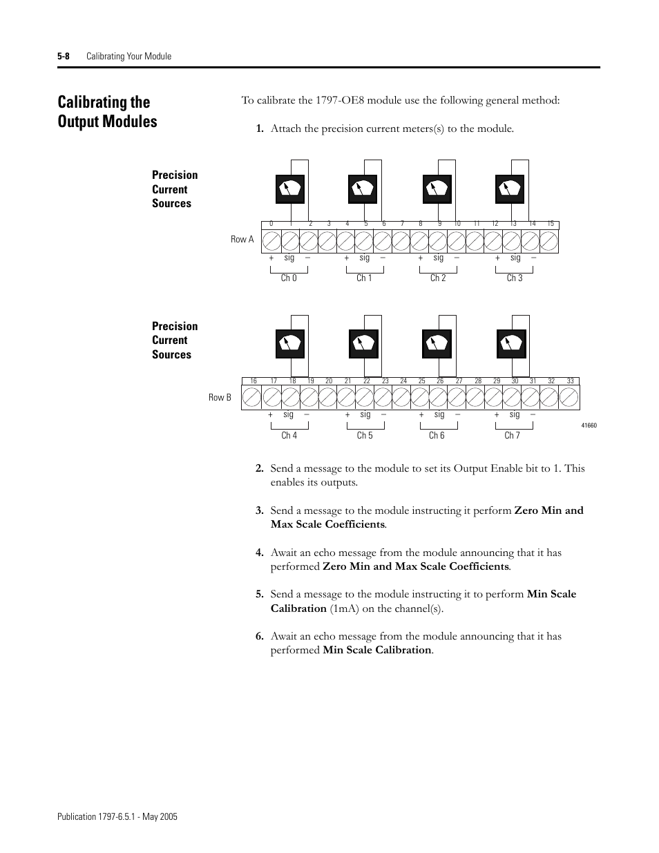 Calibrating the output modules, Calibrating the output modules -8 | Rockwell Automation 1797-OE8 FLEX Ex Analog Modules User Manual User Manual | Page 64 / 104