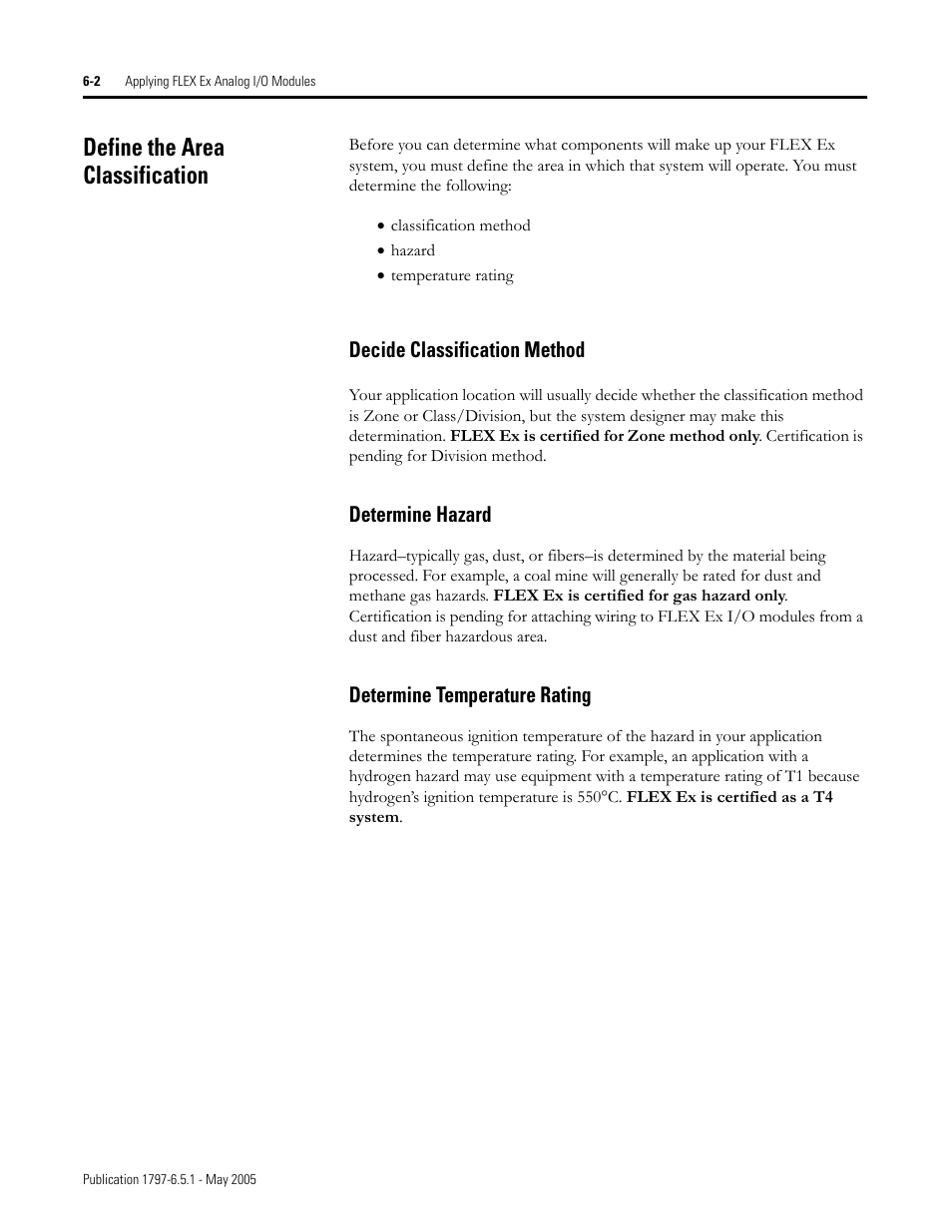 Define the area classification, Define the area classification -2 | Rockwell Automation 1797-OE8 FLEX Ex Analog Modules User Manual User Manual | Page 68 / 104