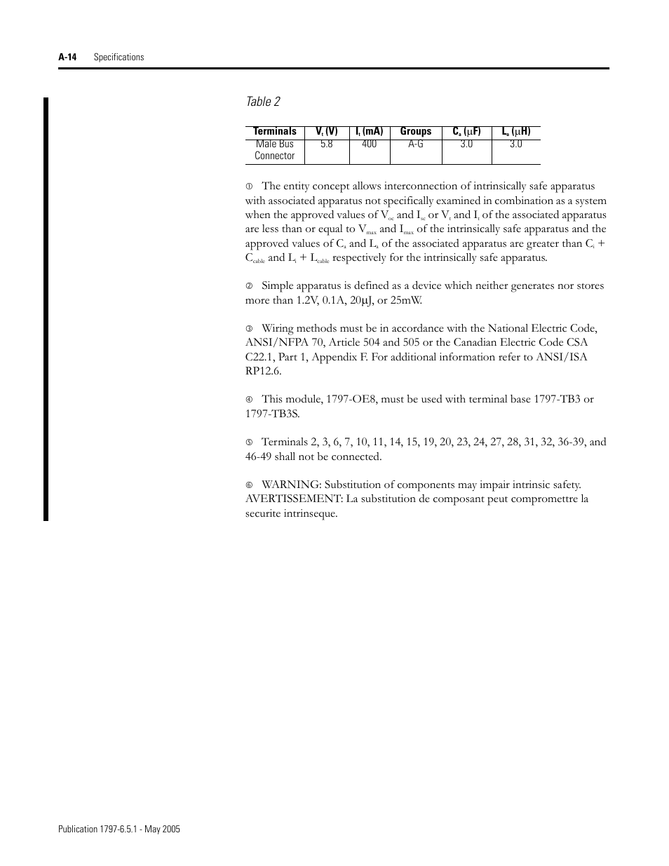 Table 2 | Rockwell Automation 1797-OE8 FLEX Ex Analog Modules User Manual User Manual | Page 94 / 104