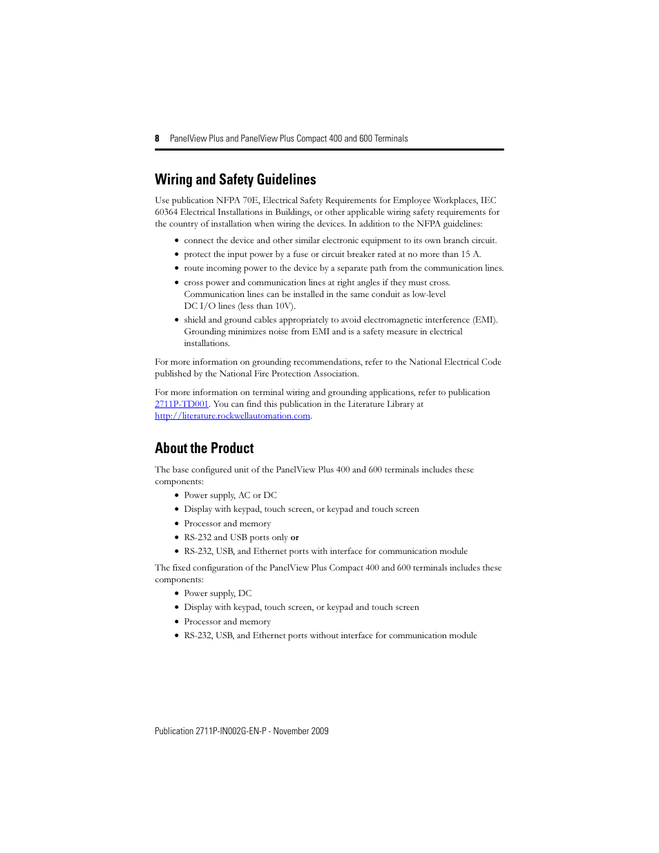 Wiring and safety guidelines, About the product | Rockwell Automation 2711PC-x6xxxx PanelView Plus 400 and 600 Terminals Installation Instructions User Manual | Page 8 / 32