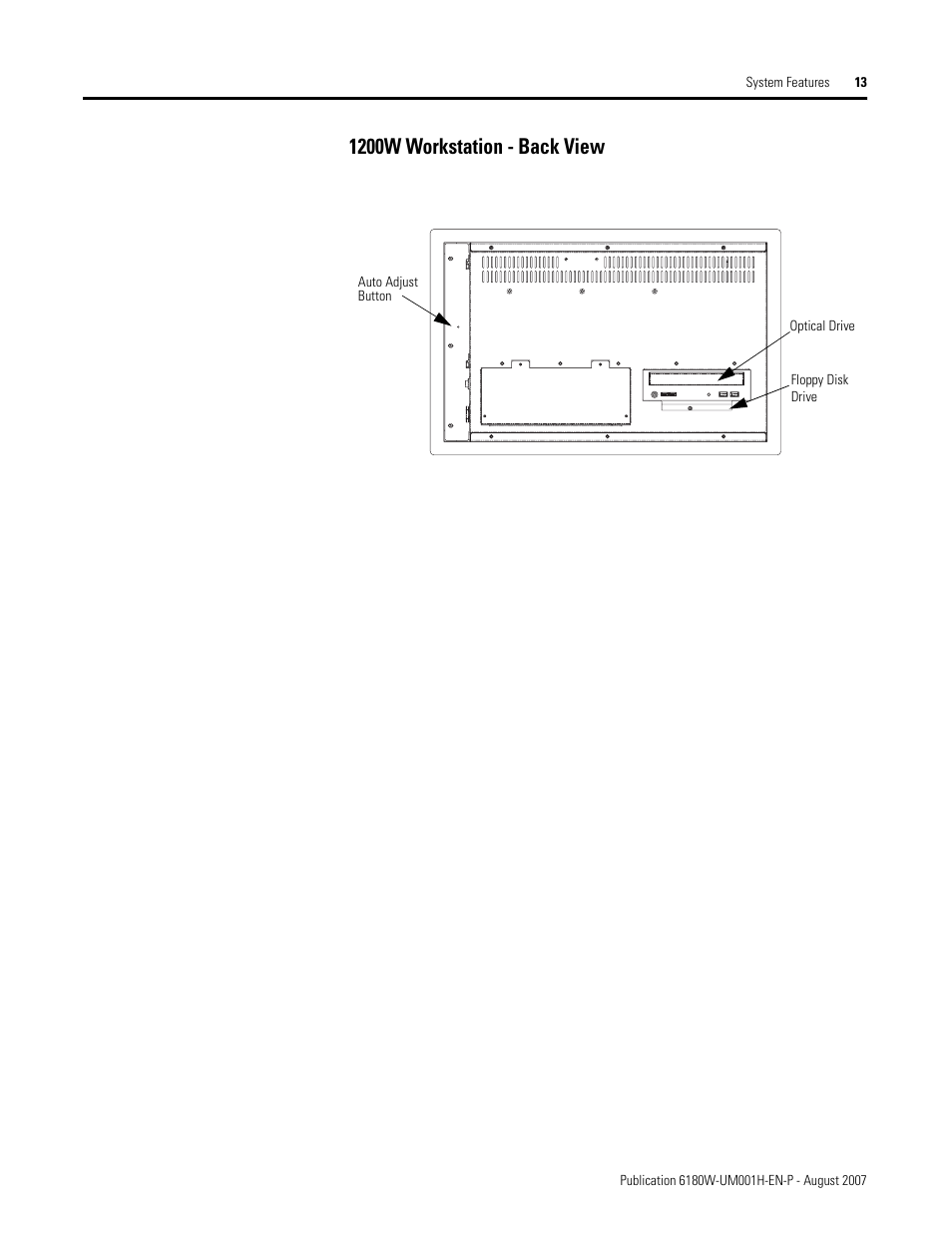 1200w workstation - back view | Rockwell Automation 6180W-xxxx VersaView Workstation User Manual User Manual | Page 13 / 68