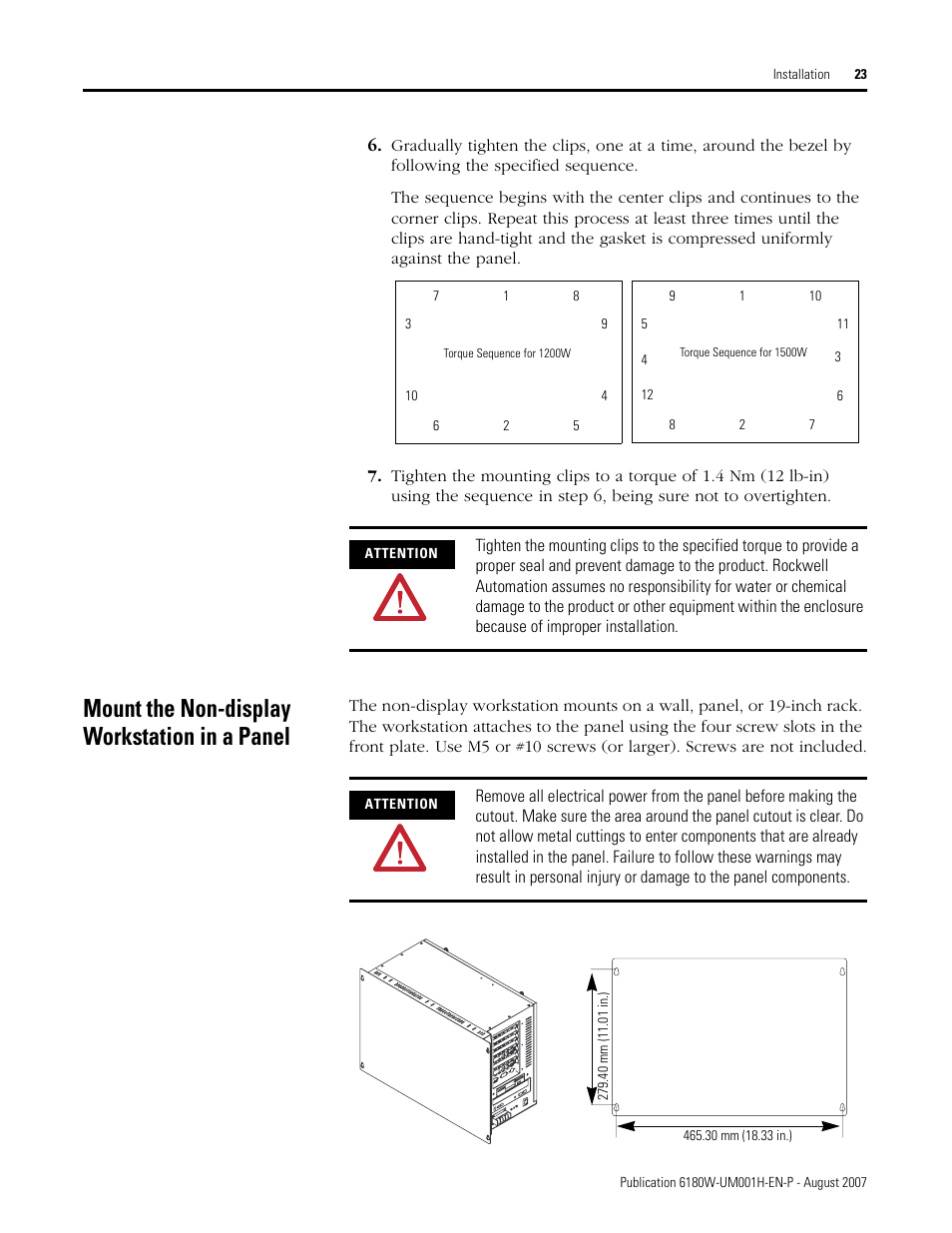 Mount the non-display workstation in a panel | Rockwell Automation 6180W-xxxx VersaView Workstation User Manual User Manual | Page 23 / 68