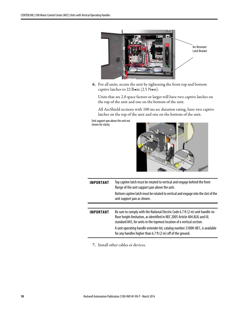 Rockwell Automation 2100 CENTERLINE Motor Control Center (MCC) Units with Vertical Operating Handles User Manual | Page 10 / 16
