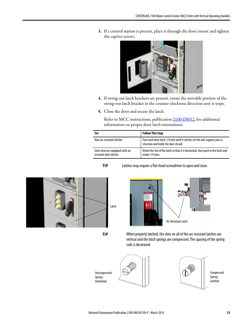 Rockwell Automation 2100 CENTERLINE Motor Control Center (MCC) Units with Vertical Operating Handles User Manual | Page 13 / 16