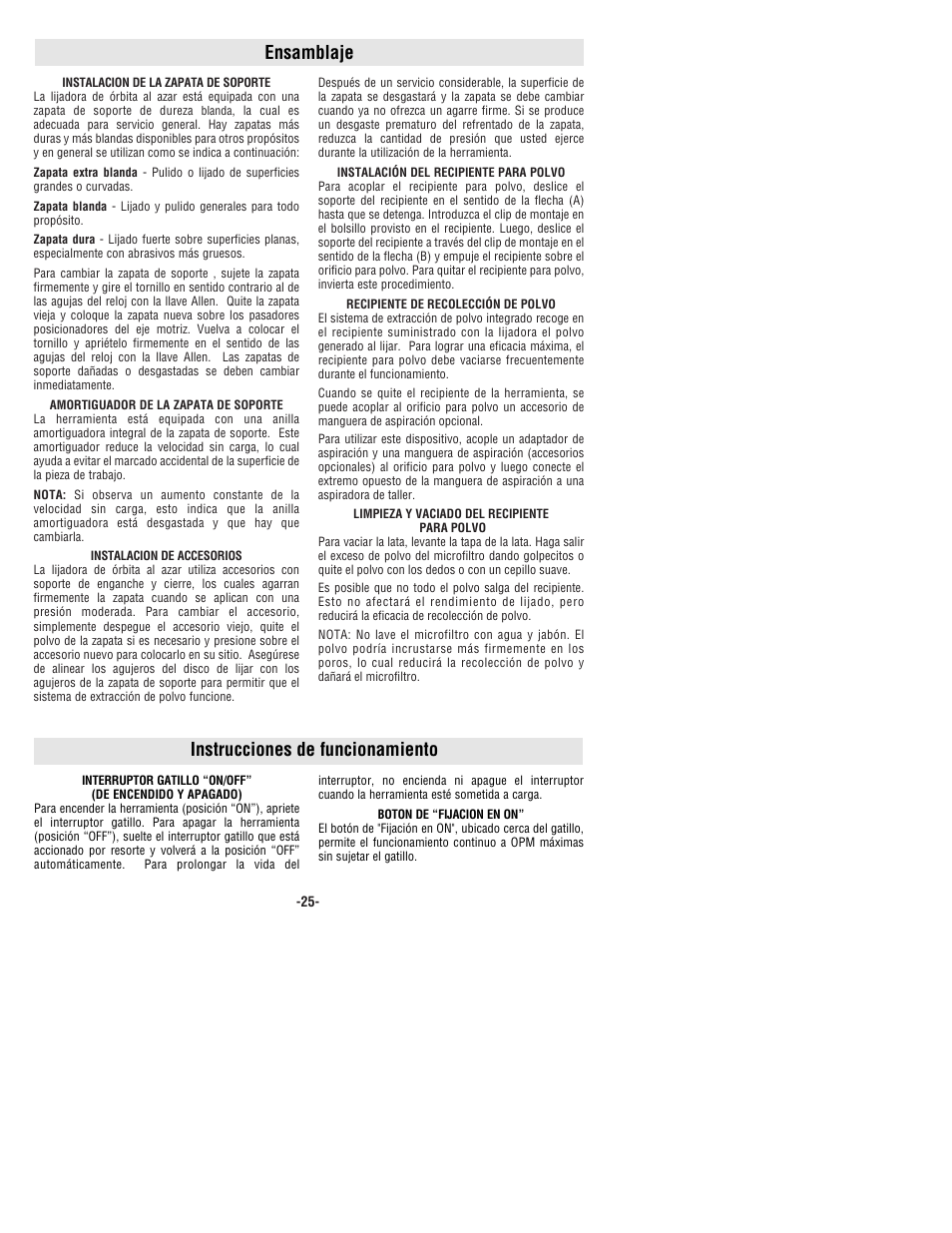 Instrucciones de funcionamiento, Ensamblaje | Bosch 3725DEVS User Manual | Page 25 / 32