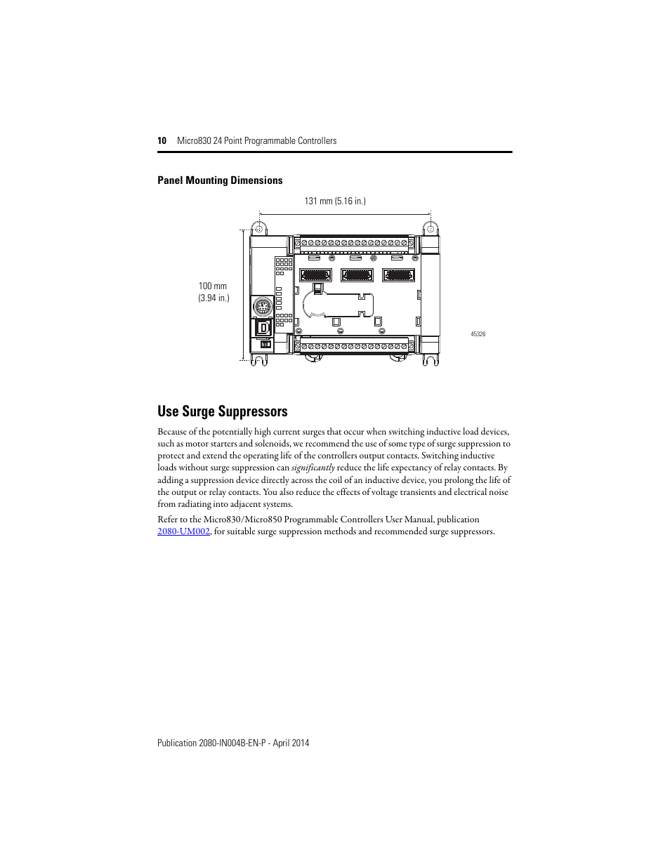 Use surge suppressors | Rockwell Automation 2080-LC30-24QWB_24QVB_24QBB Micro830 24 Point Programmable Controllers User Manual | Page 10 / 20