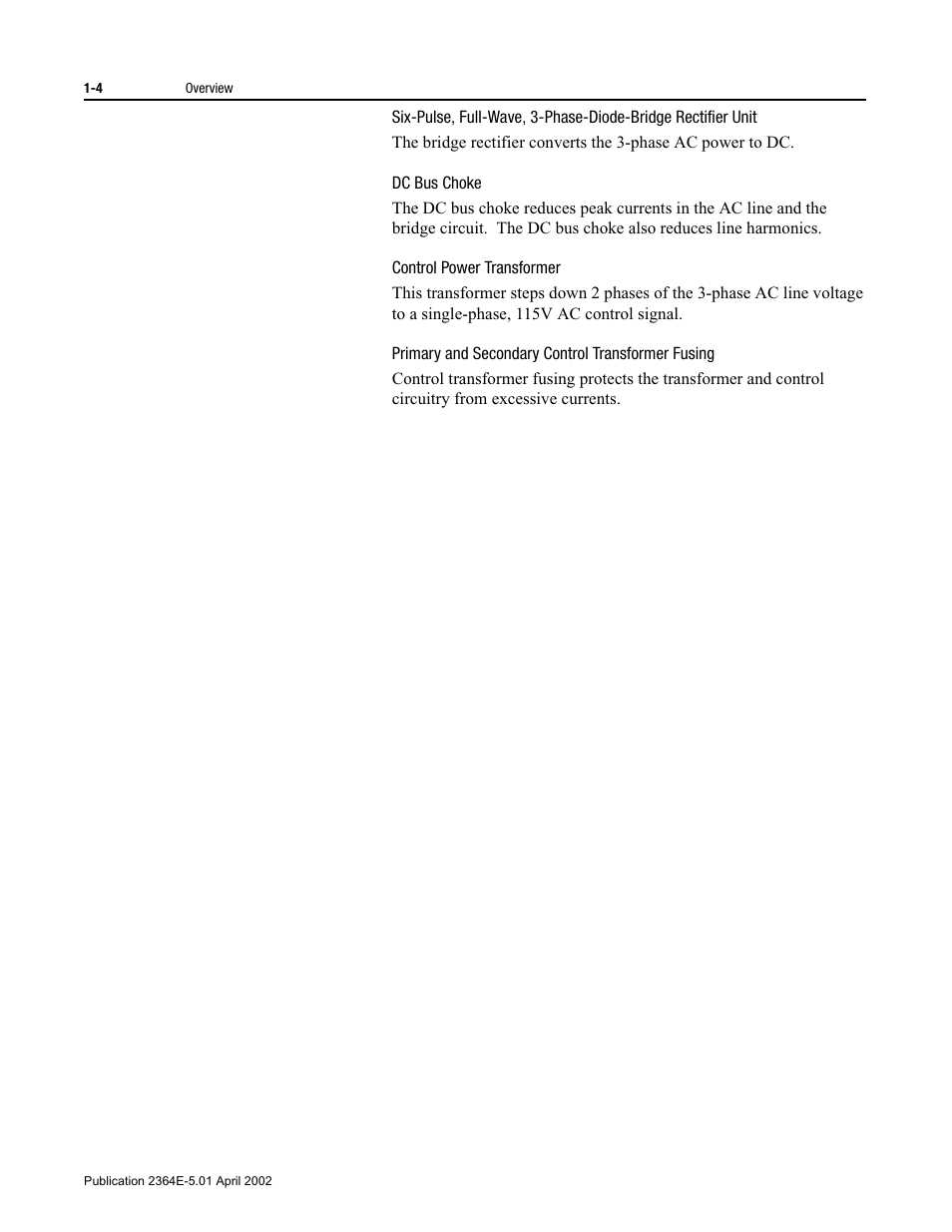 Dc bus choke, Control power transformer, Primary and secondary control transformer fusing | Rockwell Automation 2364E Non-Regenerative DC Bus Supply Unit (NRU) User Manual | Page 18 / 93