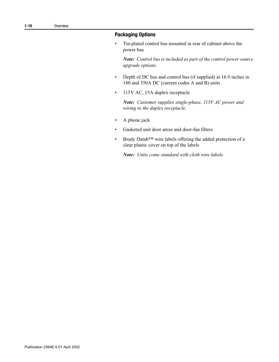 Packaging options, Packaging options -10 | Rockwell Automation 2364E Non-Regenerative DC Bus Supply Unit (NRU) User Manual | Page 24 / 93