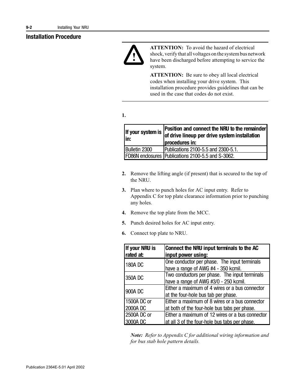 Installation procedure, Remove the top plate from the mcc, Punch desired holes for ac input entry | Connect top plate to nru, Installation procedure -2 | Rockwell Automation 2364E Non-Regenerative DC Bus Supply Unit (NRU) User Manual | Page 54 / 93