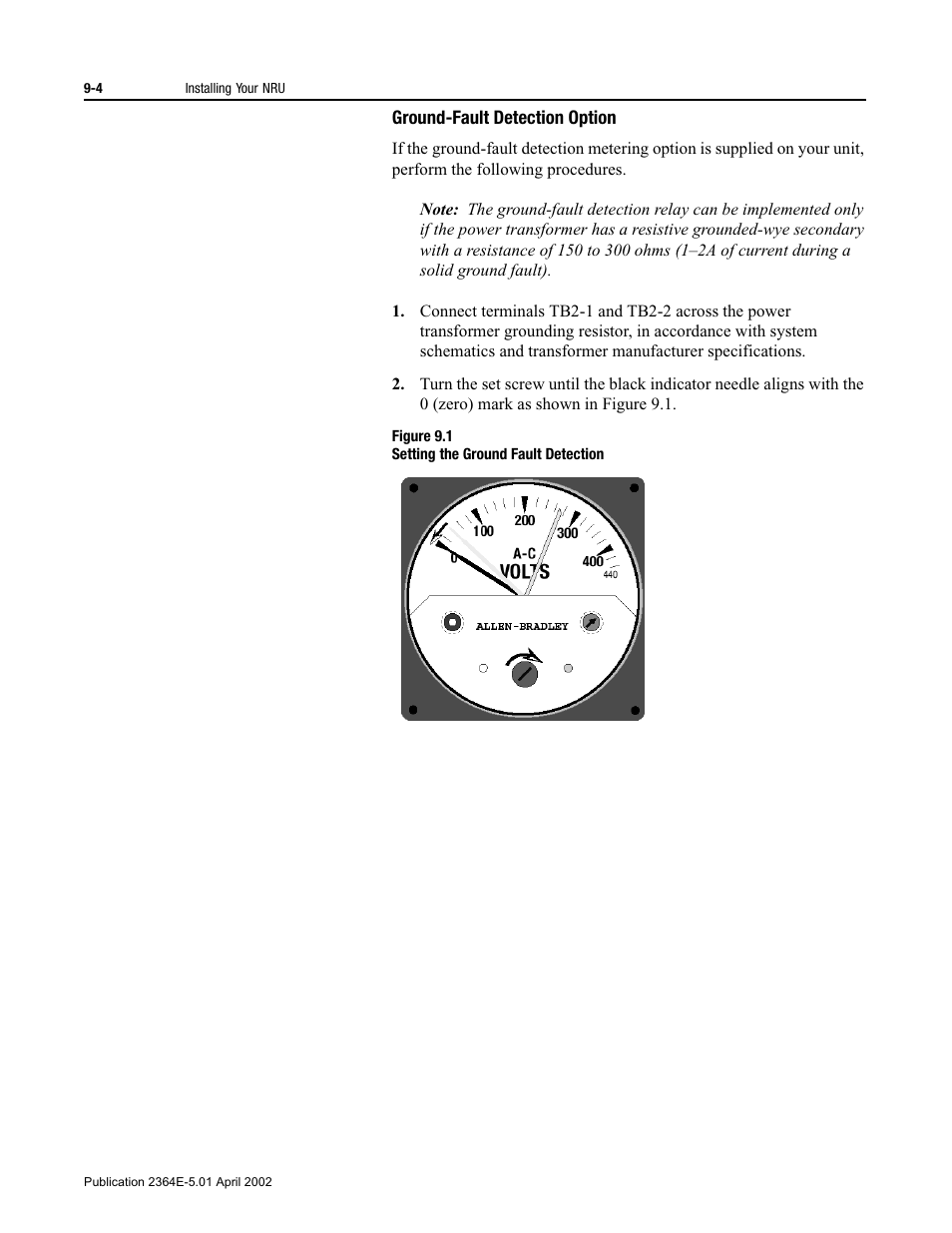 Ground-fault detection option, Figure 9.1, Ground-fault detection option -4 | Rockwell Automation 2364E Non-Regenerative DC Bus Supply Unit (NRU) User Manual | Page 56 / 93