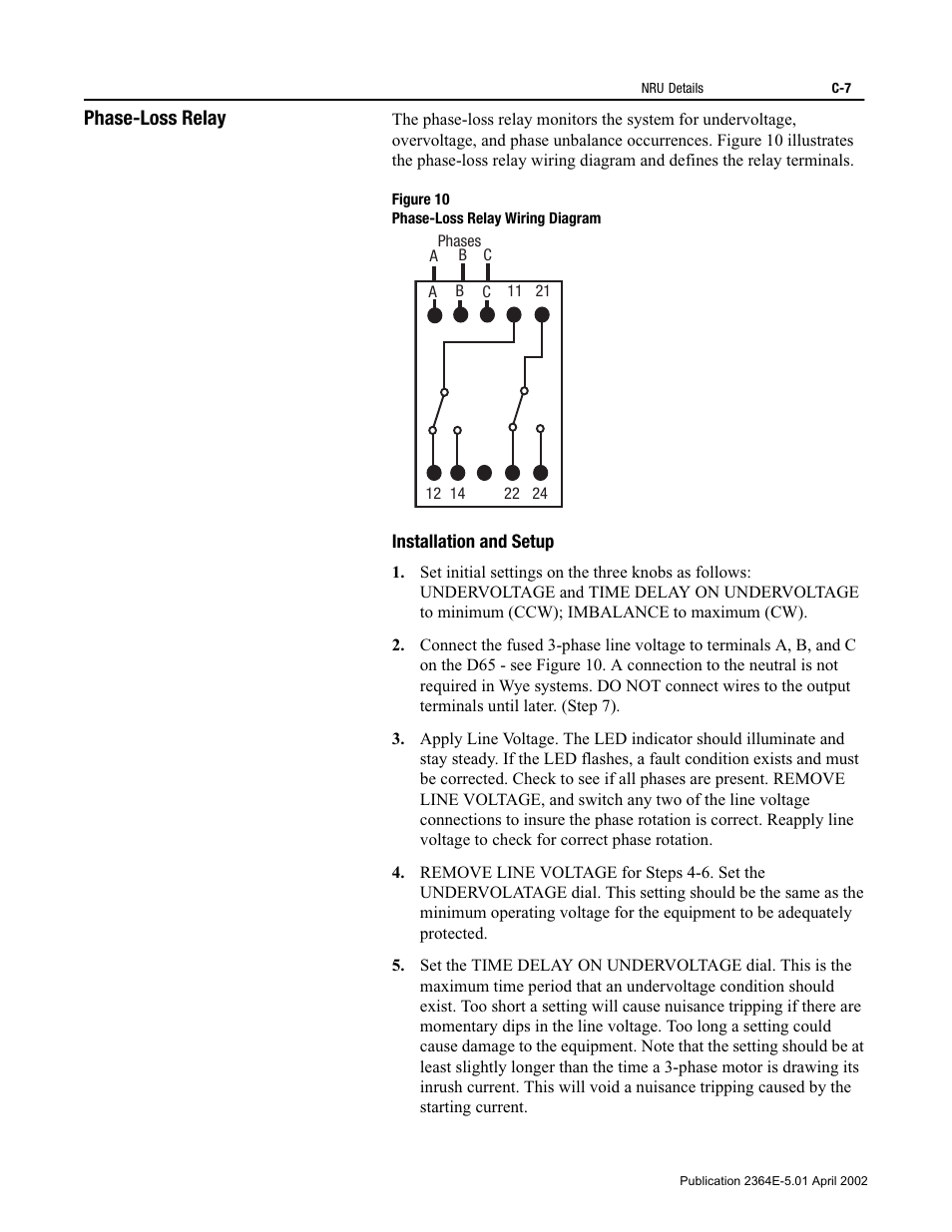 Phase-loss relay, Figure 10, Installation and setup | Rockwell Automation 2364E Non-Regenerative DC Bus Supply Unit (NRU) User Manual | Page 87 / 93