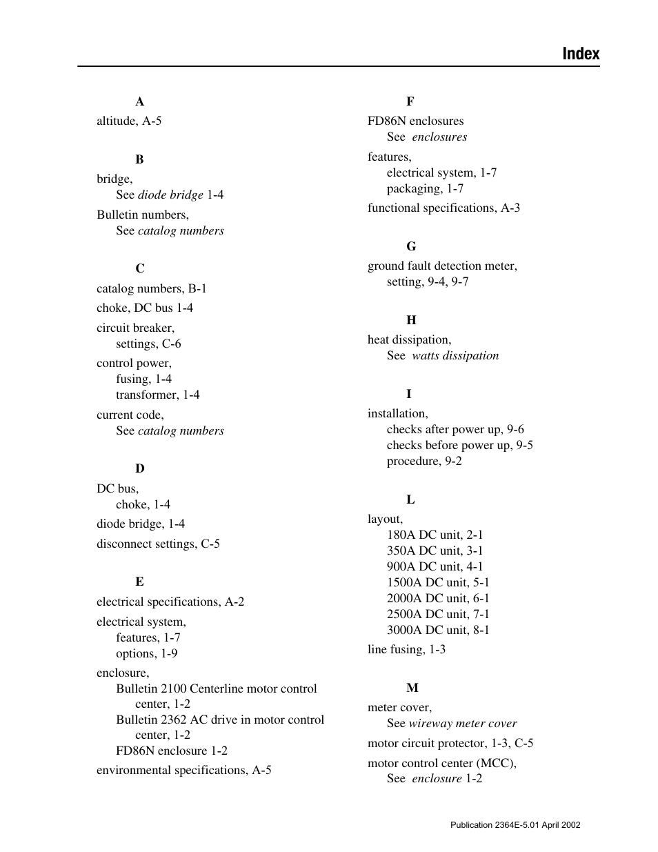 Index | Rockwell Automation 2364E Non-Regenerative DC Bus Supply Unit (NRU) User Manual | Page 91 / 93