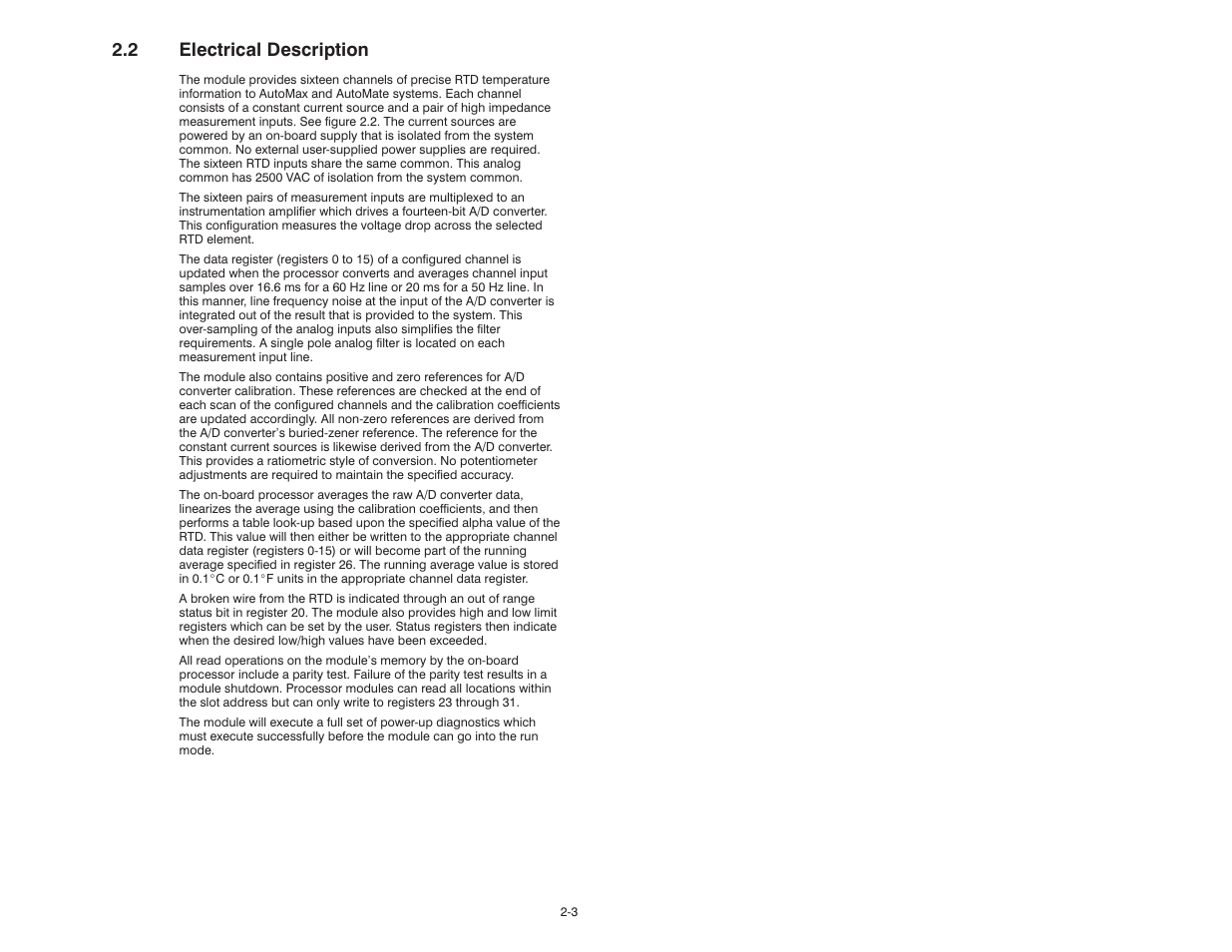 2 electrical description | Rockwell Automation 61C544A RTD Module User Manual | Page 11 / 64