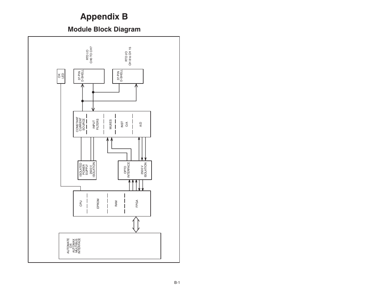 B module block diagram, Appendix b, Module block diagram | Rockwell Automation 61C544A RTD Module User Manual | Page 51 / 64