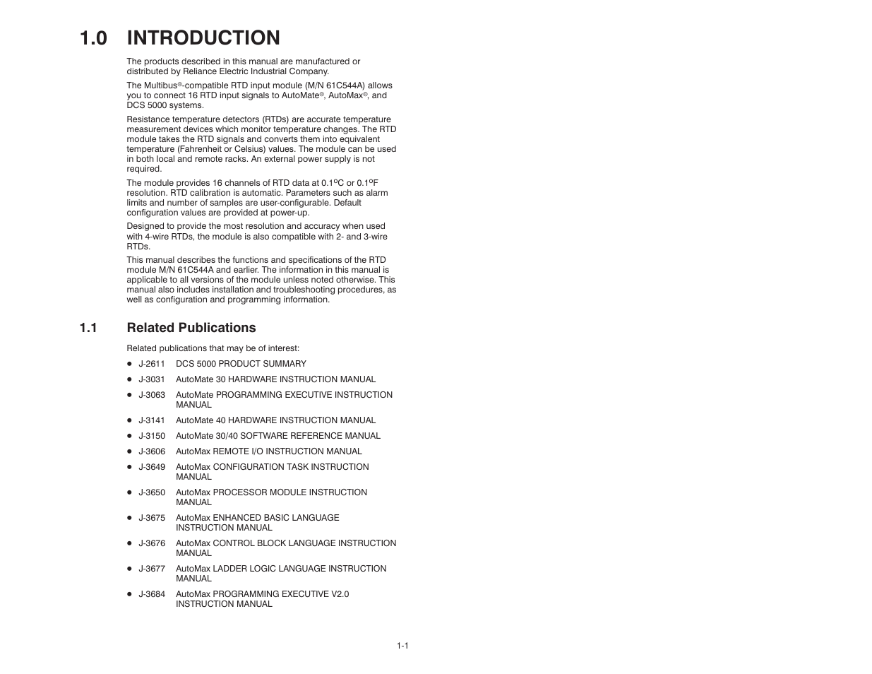 0 introduction, 1 related publications | Rockwell Automation 61C544A RTD Module User Manual | Page 7 / 64