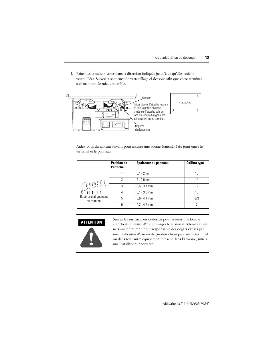 Rockwell Automation 2711P-RAK4 Cutout Adapter Kit for PVPlus 400 Keypad and 600 TouchTerminals User Manual | Page 13 / 40