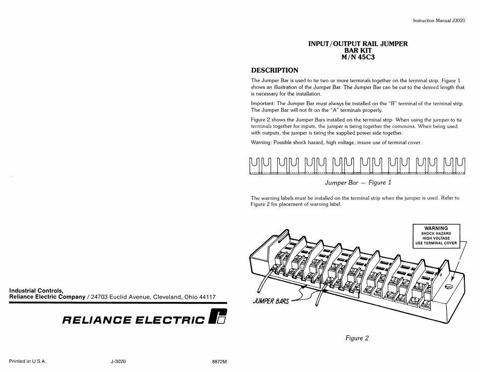 Rockwell Automation 45C3 I/O Rail Jumper Bar Kit User Manual | 2 pages