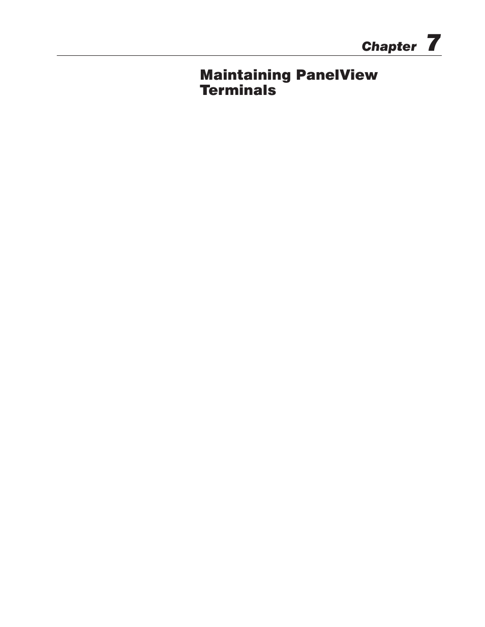 7 - maintaining panelview terminals, Maintaining your panelview operator terminal, Maintaining panelview terminals | Chapter | Rockwell Automation 2711E-xxxx PanelView Operator Terminals User Manual User Manual | Page 132 / 188