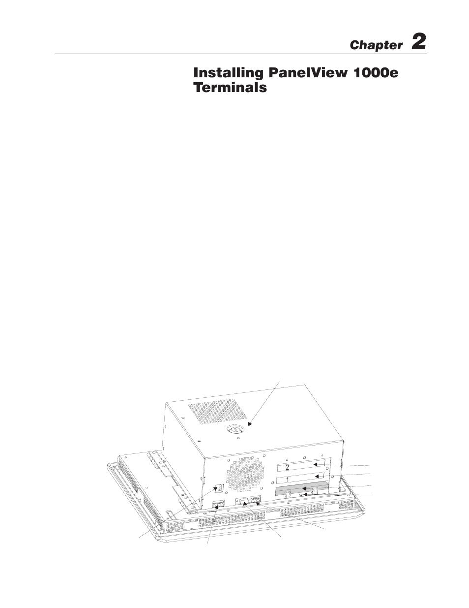 2 - installing panelview 1000e terminals, Overview, Installing panelview 1000e terminals | Chapter | Rockwell Automation 2711E-xxxx PanelView Operator Terminals User Manual User Manual | Page 32 / 188