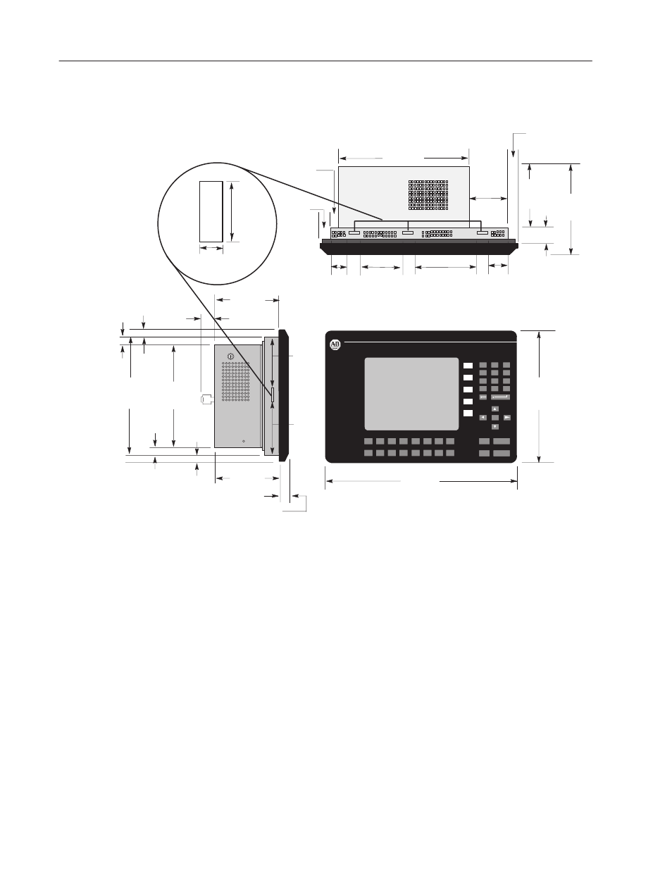 Panelview 1000e terminal dimensions | Rockwell Automation 2711E-xxxx PanelView Operator Terminals User Manual User Manual | Page 33 / 188