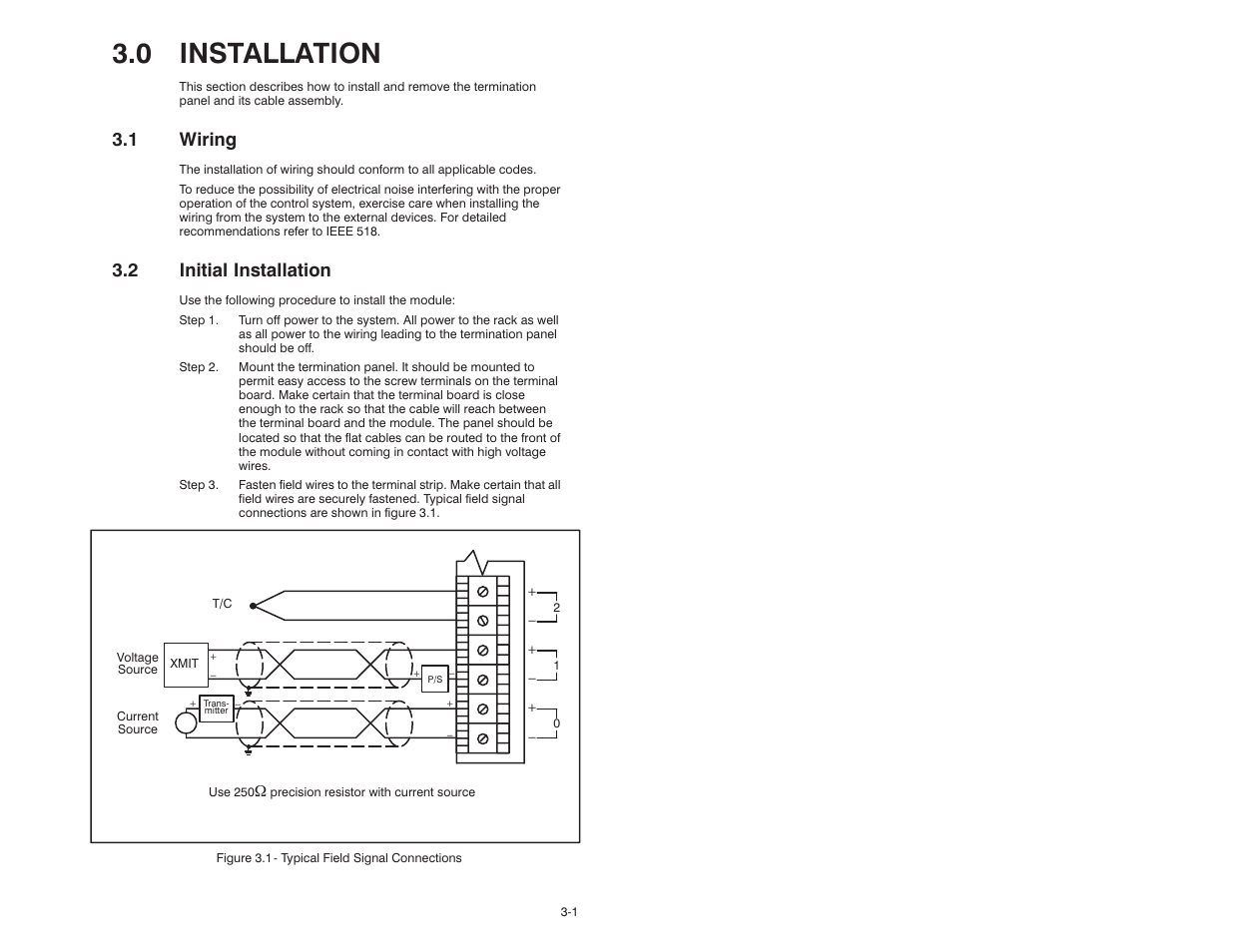 0 installation, 1 wiring, 2 initial installation | Rockwell Automation 61C615 RTD Termination Panel User Manual | Page 11 / 22