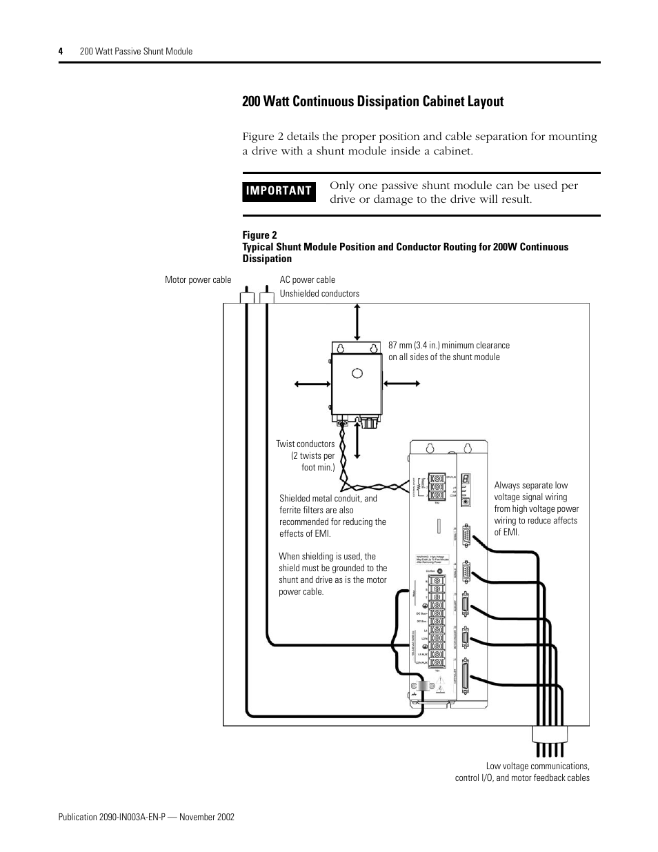 200 watt continuous dissipation cabinet layout | Rockwell Automation 9101-1183, formerly 9101-1079 200 Watt Passive Shunt Module Installation Instructions User Manual | Page 4 / 12