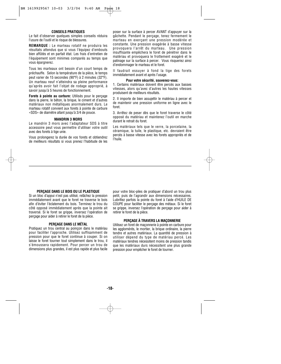 Bosch 11250VSR User Manual | Page 18 / 32