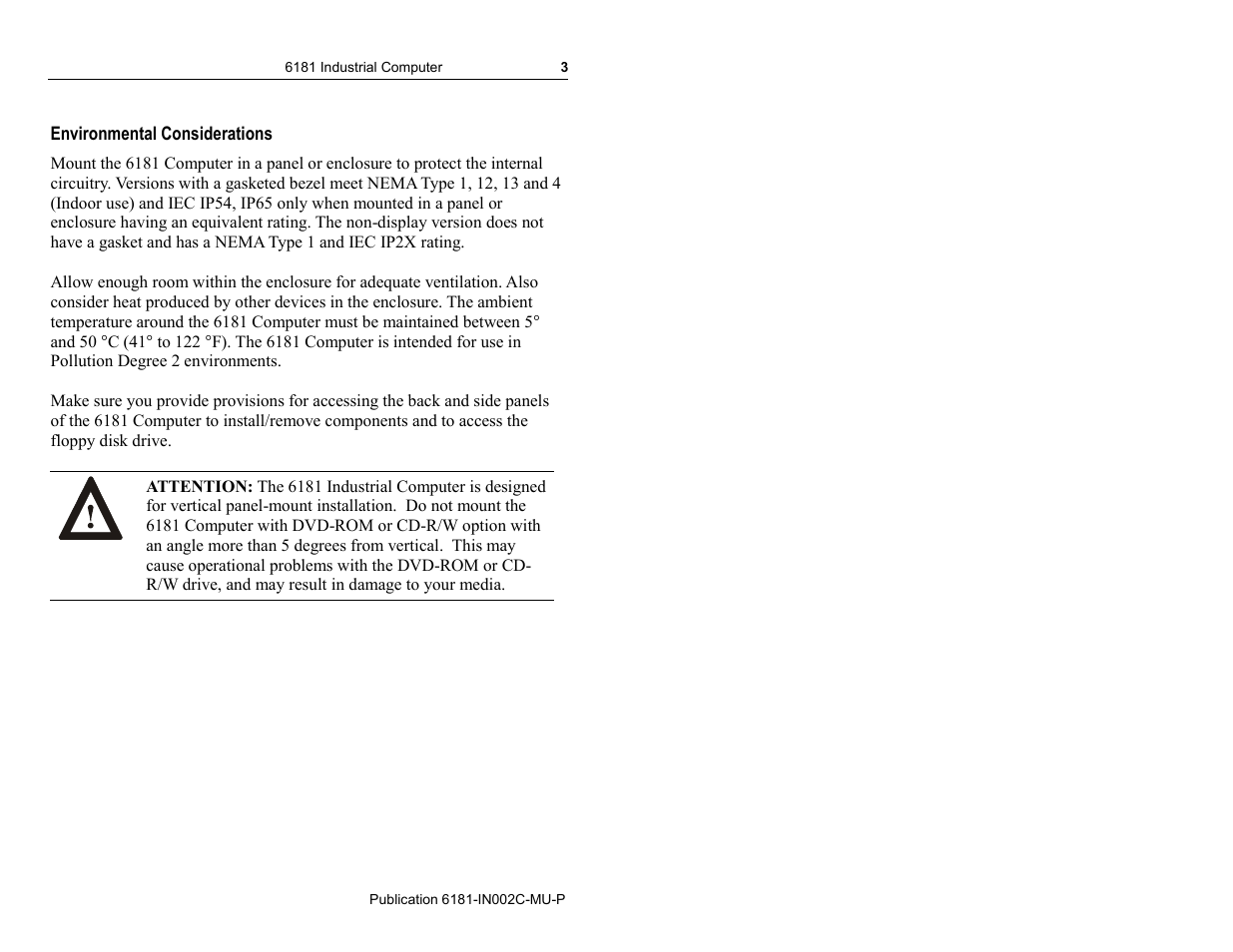 Environmental considerations | Rockwell Automation 6181 Installation Instructions User Manual | Page 3 / 134