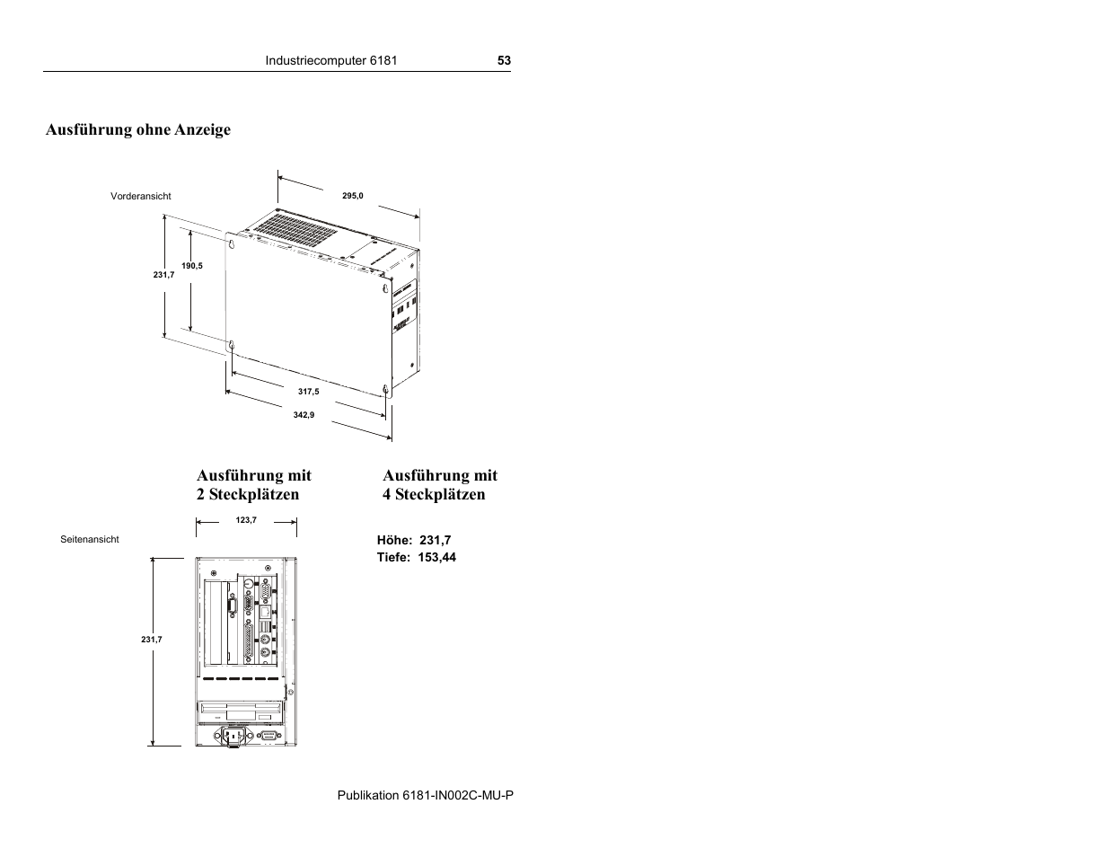 Ausführung ohne anzeige | Rockwell Automation 6181 Installation Instructions User Manual | Page 53 / 134